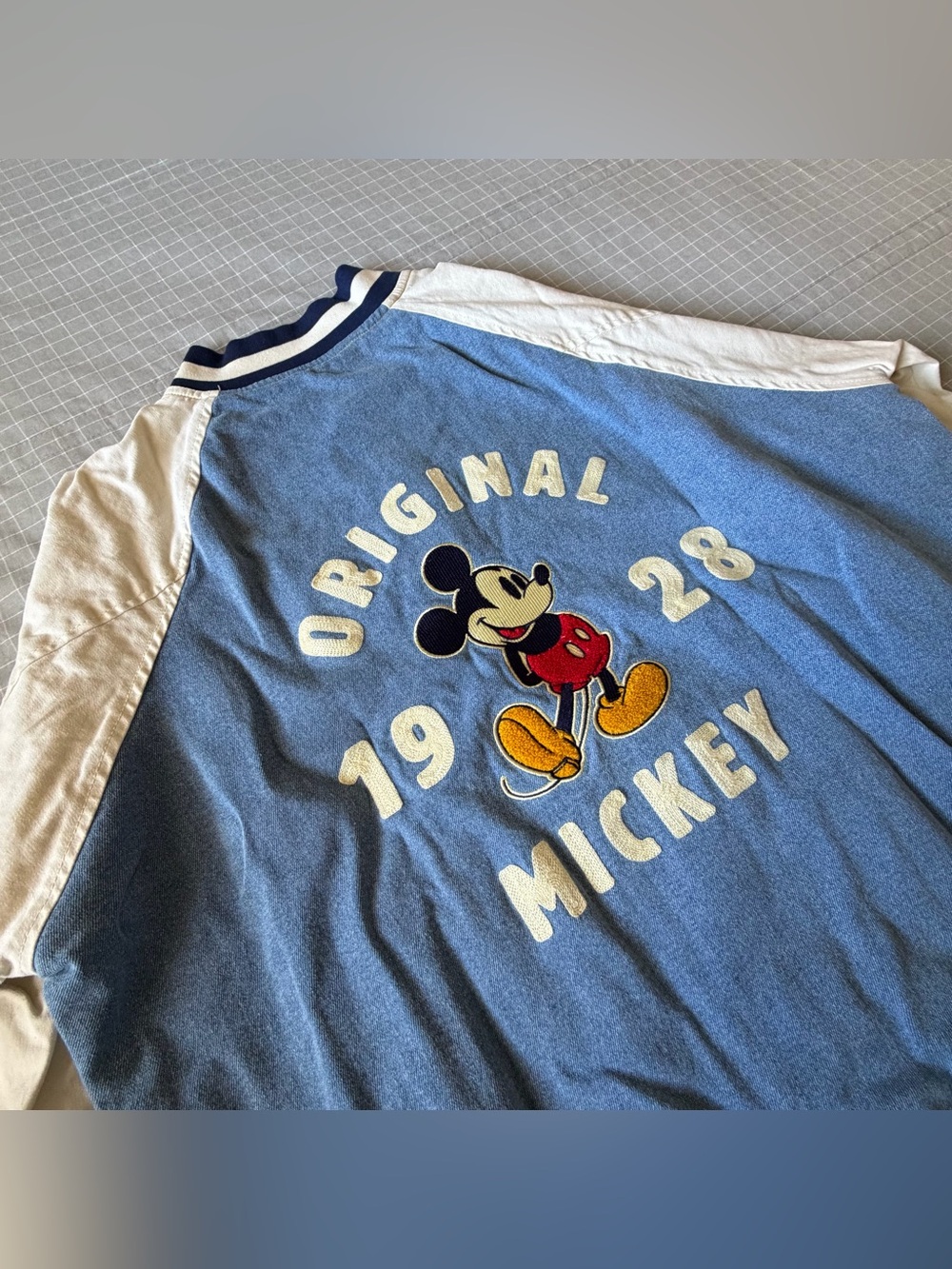 Disney Mickey Mouse 1928 League Denim Varsity Jacket Adult XL Disneyland
